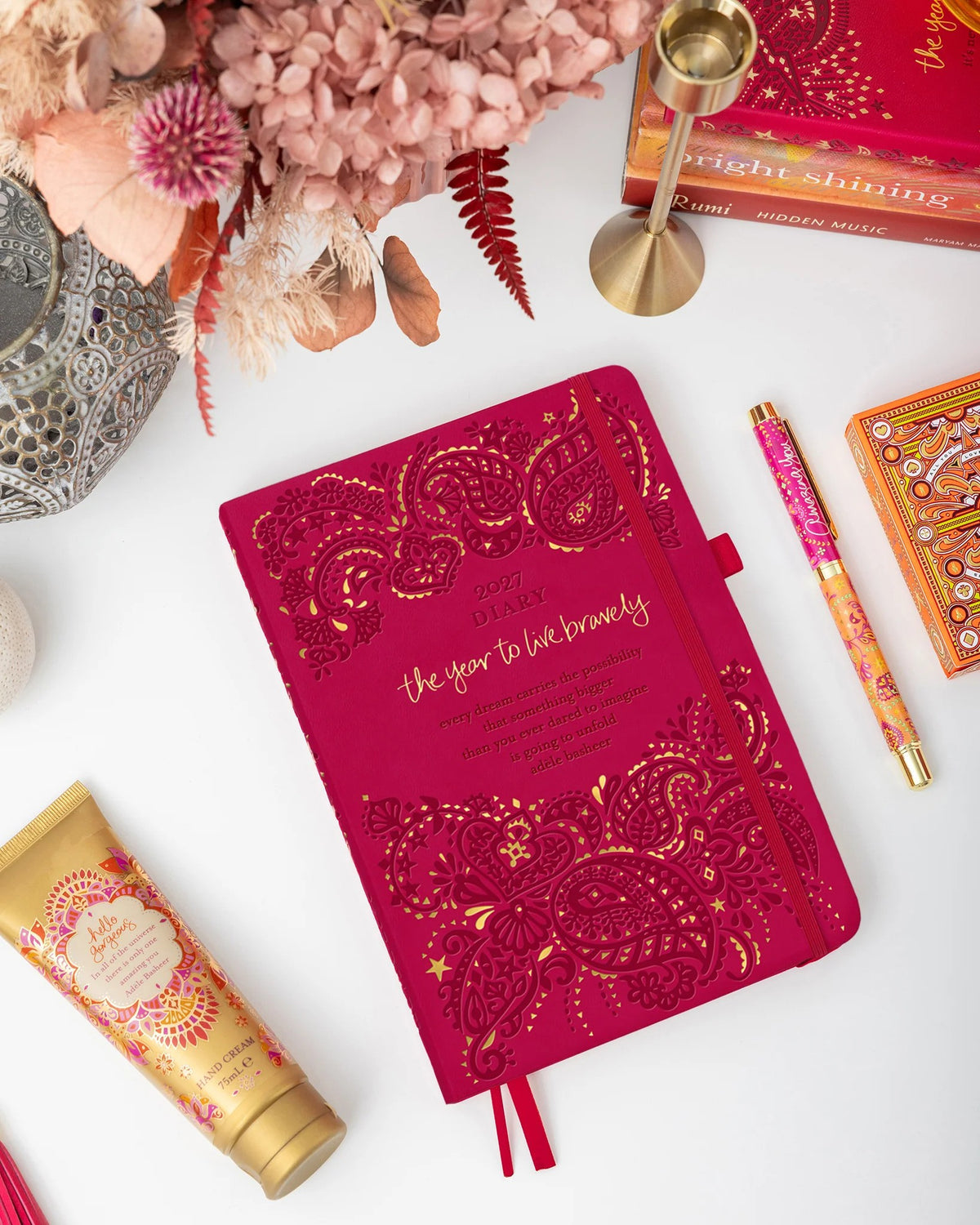 Intrinsic 2027 Diary Planner The Year To Live Brave - Radiant Ruby Red