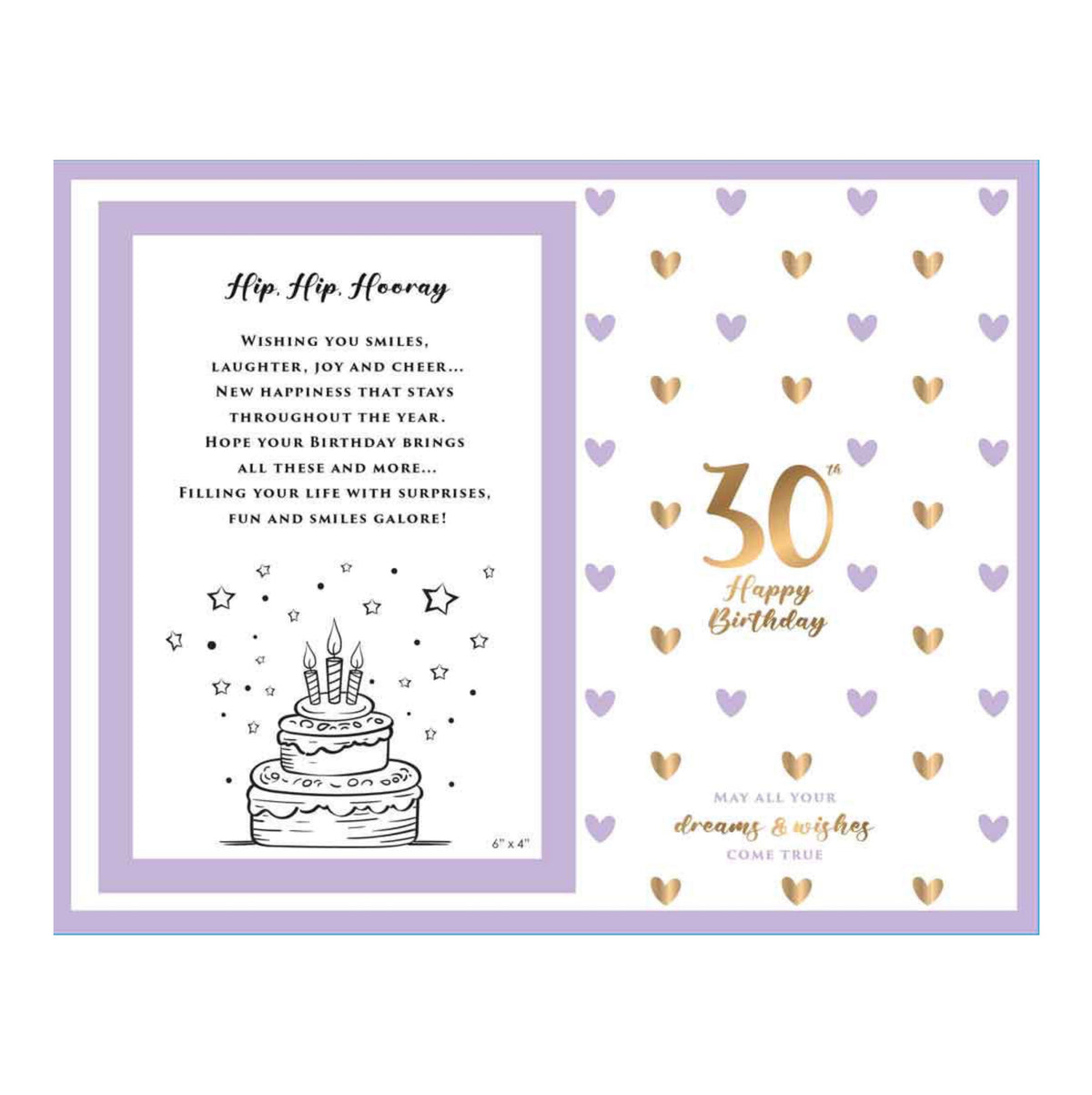 Birthday Photo Frame Glass Sweet Hearts 30th