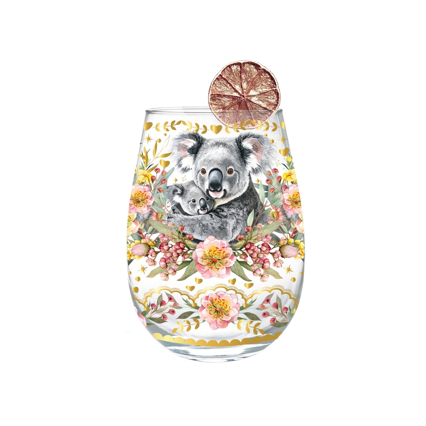 Lisa Pollock Stemless Glass Gold Detailing With 24K Gold Lime Garnish Country Cuddles