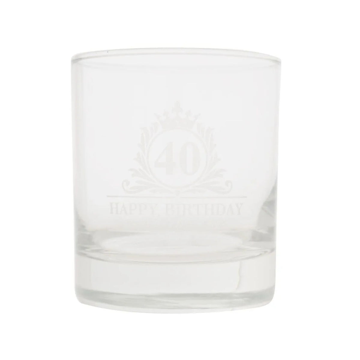 Birthday Whiskey Glass & Slate Coaster Set in Wooden Box 40th