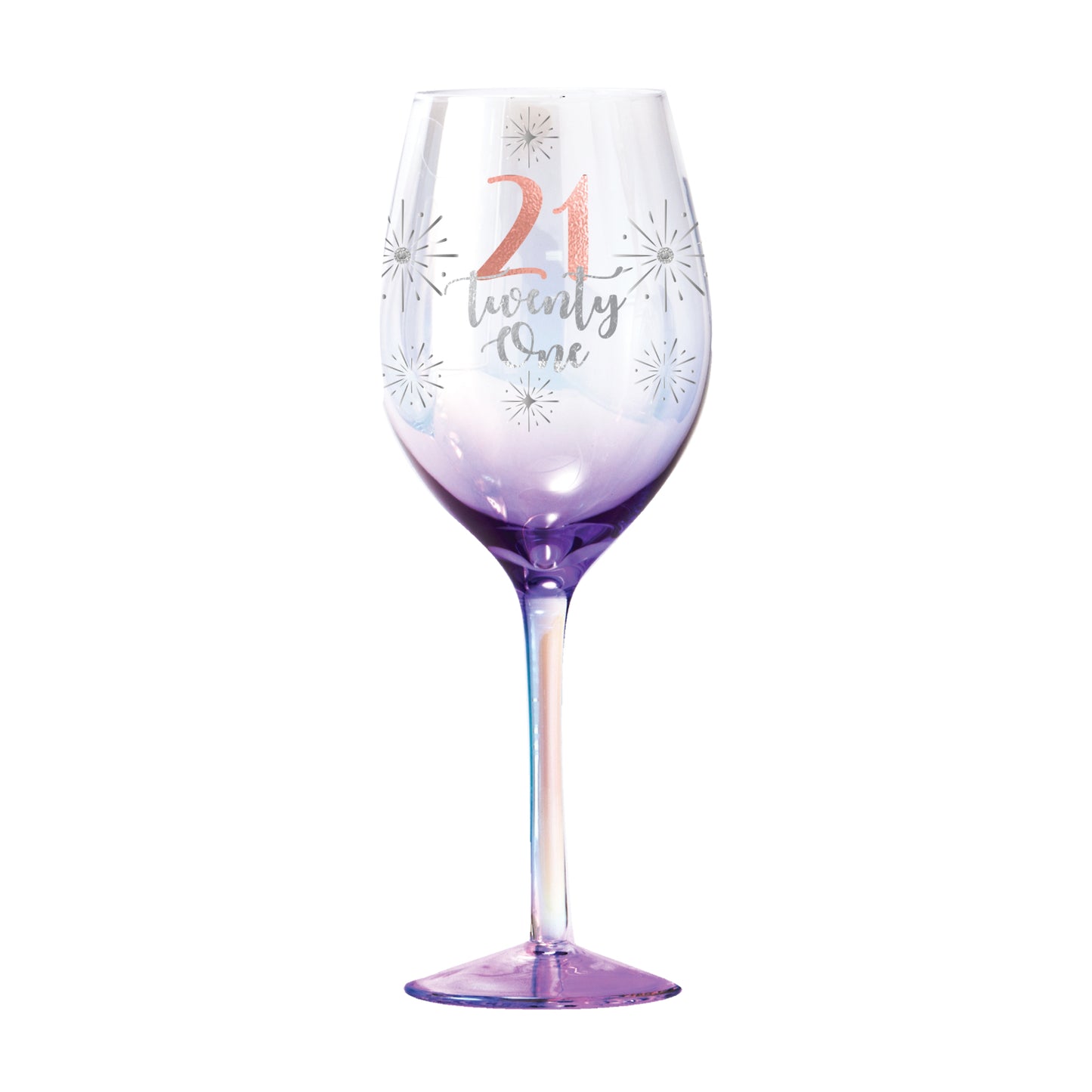 Birthday Stemmed Wine Glass Holographic 21st