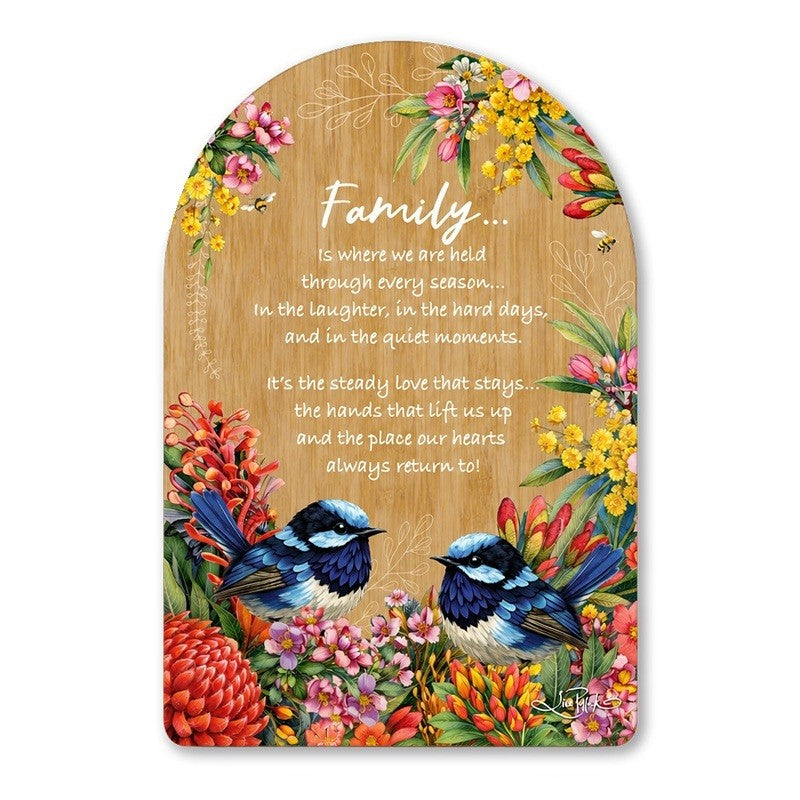 Lisa Pollock Bamboo Verse Plaque Wren Family