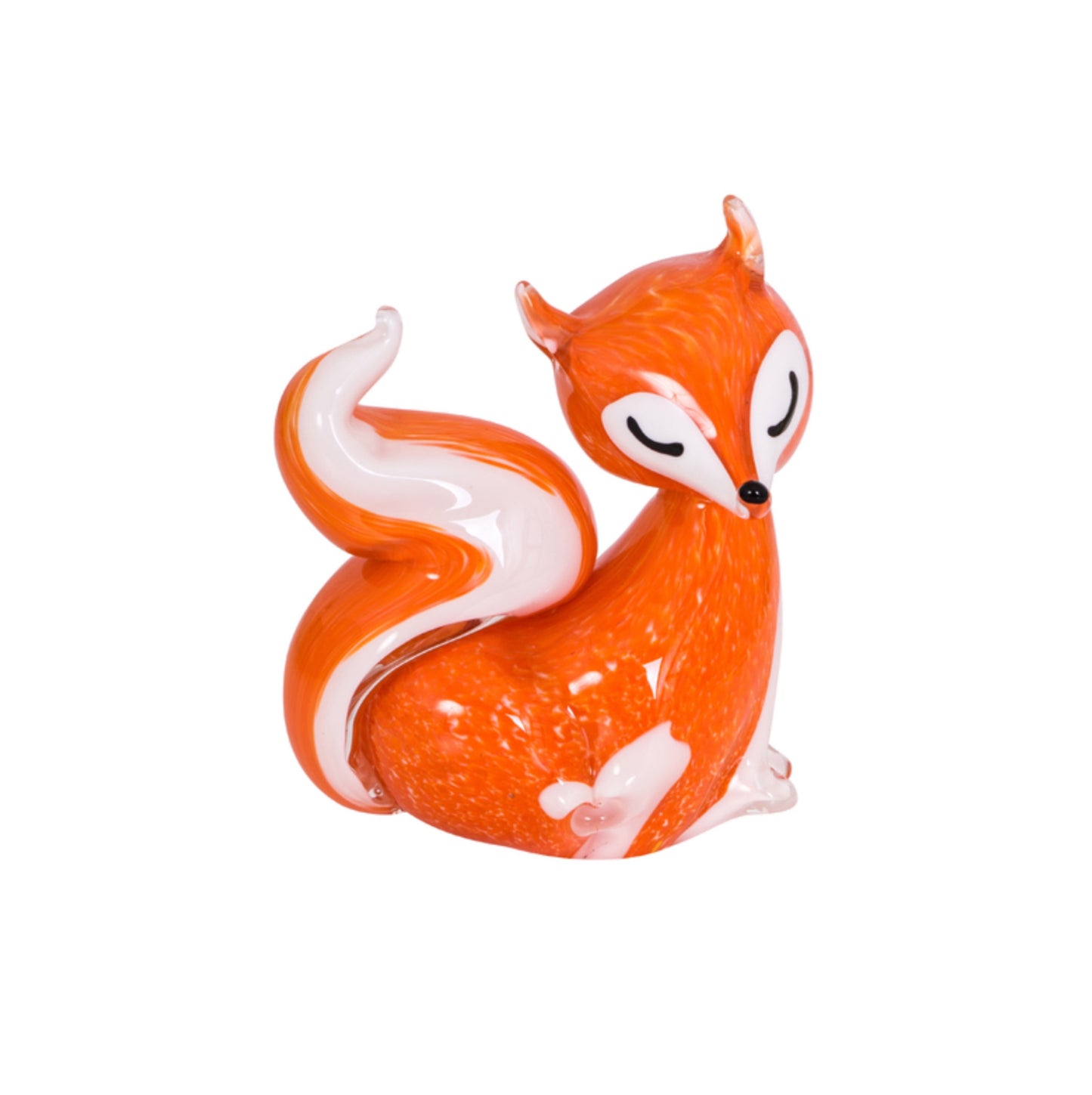 ZIBO ART GLASS FOX ORANGE SITTING VOLPE
