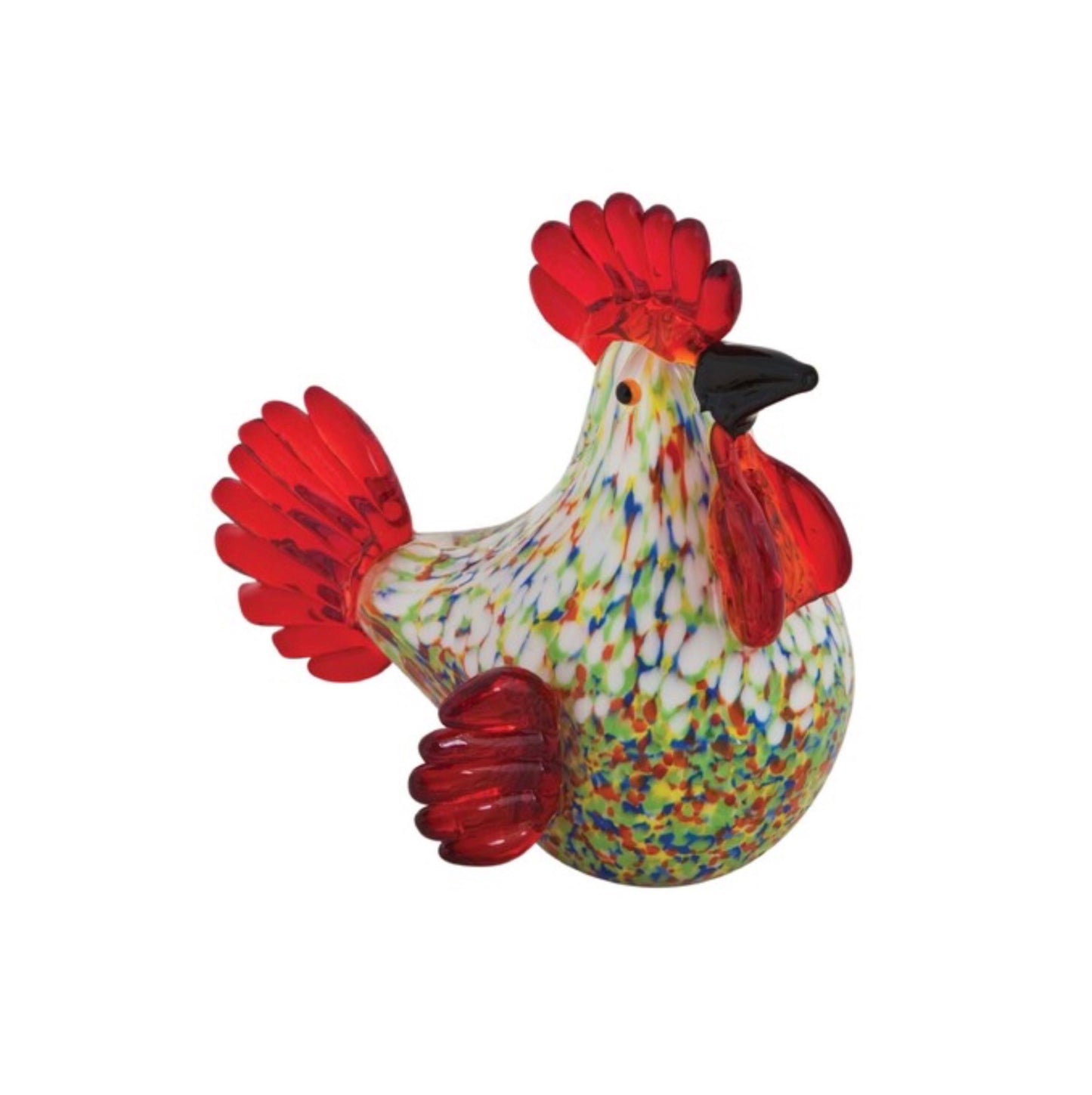 ZIBO ART GLASS CHOOK COLOURFUL RED