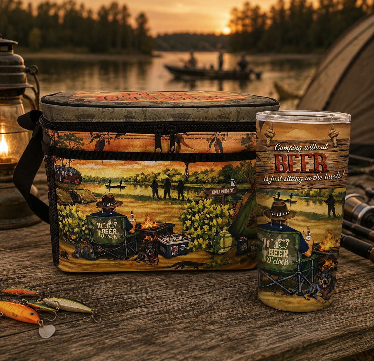 Lisa Pollock Cooler Bag Camping "Beer O'Clock"