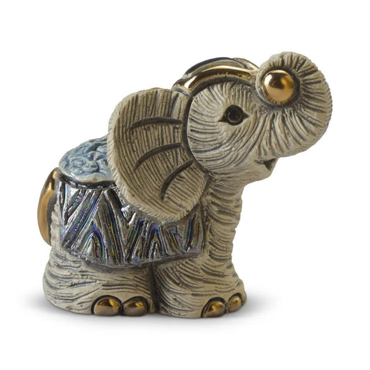RINCONADA DE ROSA MINI FIGURINE ELEPHANT GREY TRUNK CURLED UPWARDS 6CM