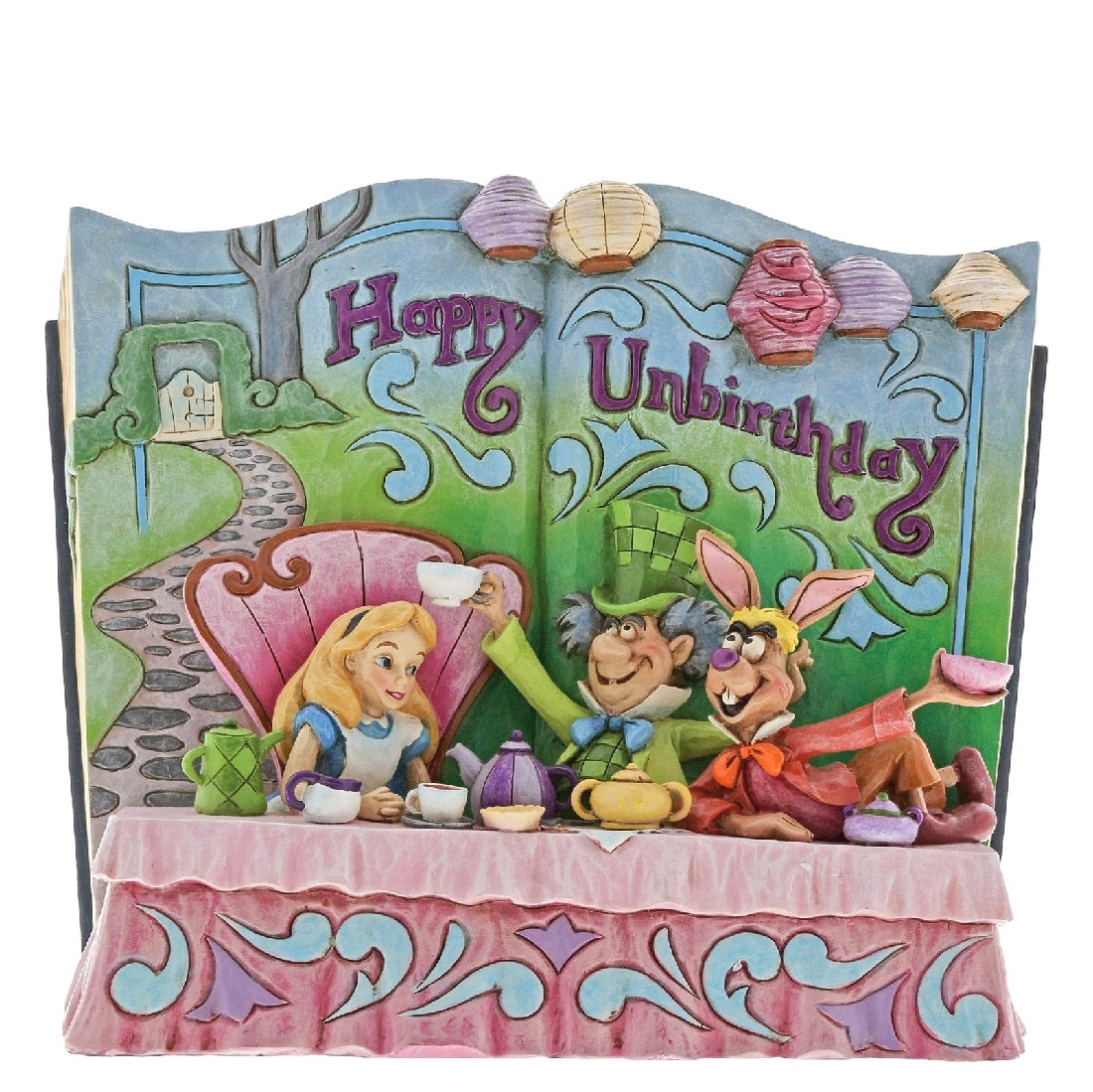 DISNEY TRADITIONS ALICE IN WONDERLAND HAPPY UNBIRTHDAY STORYBOOK 15.5CM