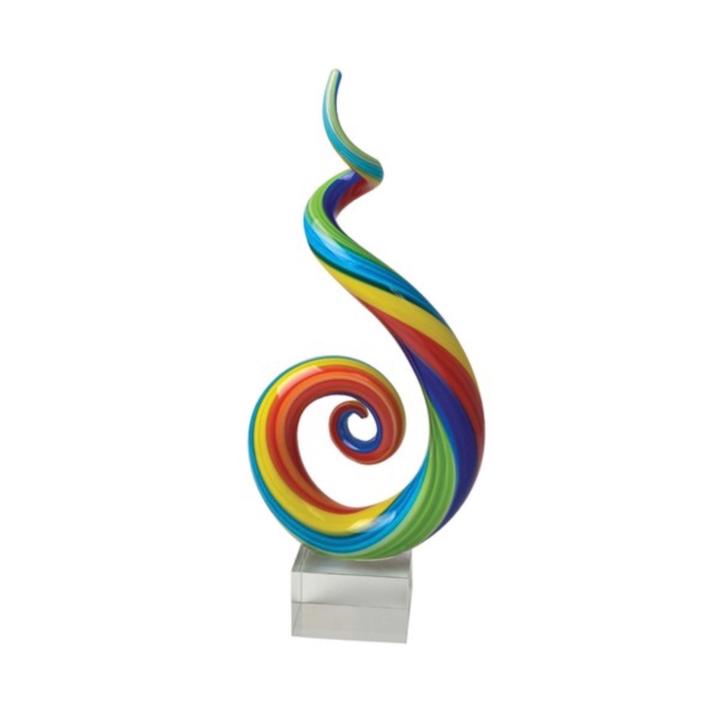 ZIBO ART GLASS SWIRL SPECTRUM SCULPTURE RAINBOW