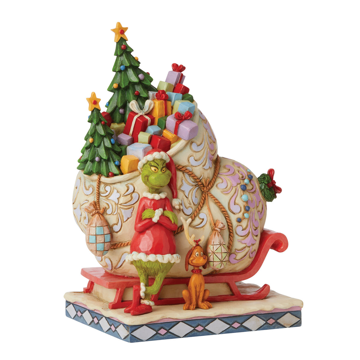 THE GRINCH BY JIM SHORE GRINCH BY SLEIGH WITH MAX 21CM