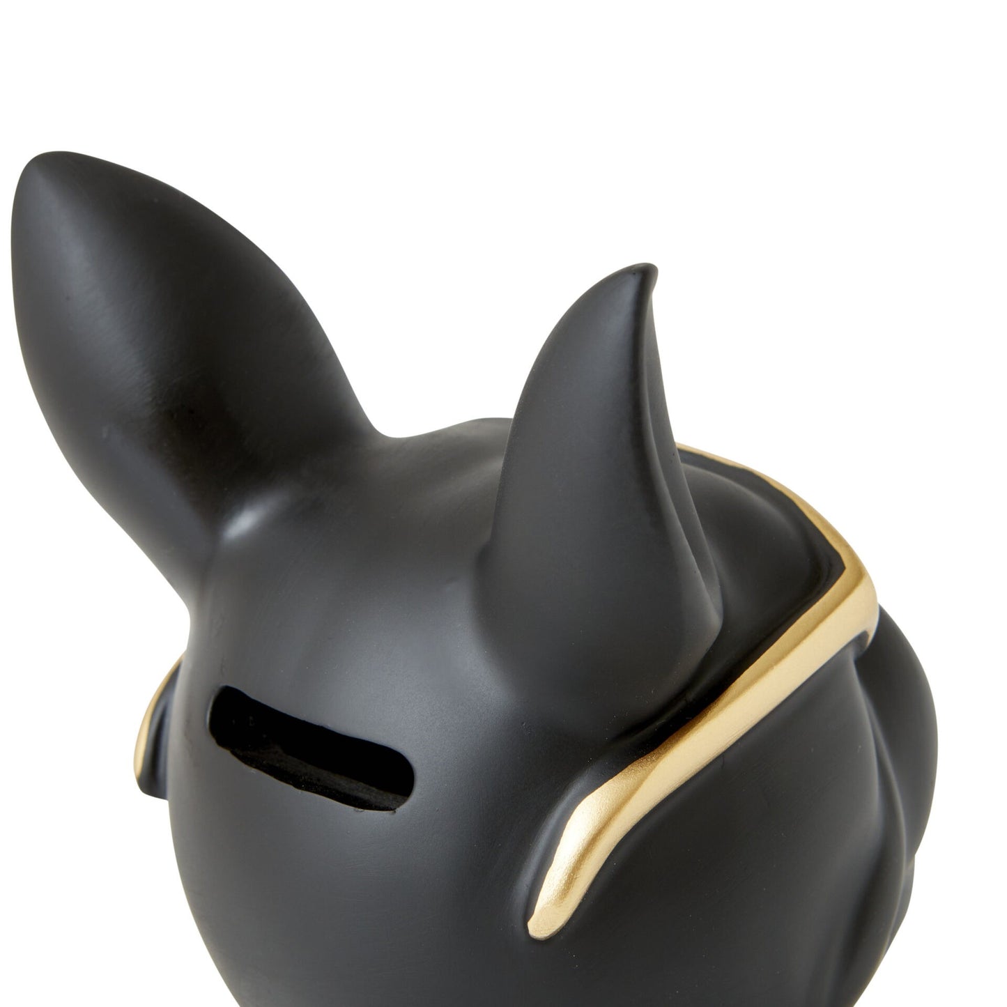 Bulldog Figurine Holding Rectangle Tray Black & Gold