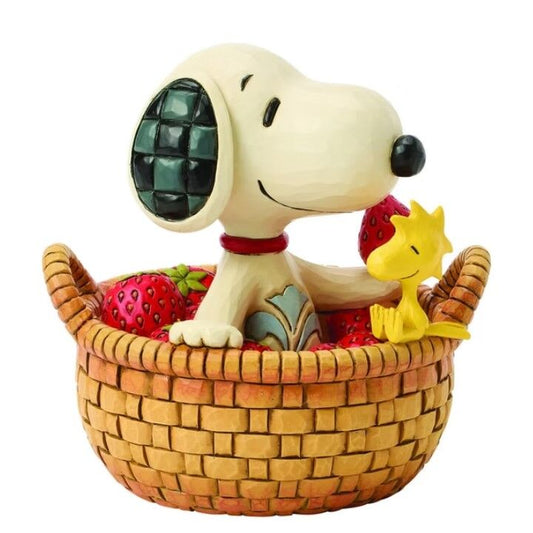 PEANUTS BY JIM SHORE SNOOPY AND WOODSTOCK WITH STRAWBERRIES