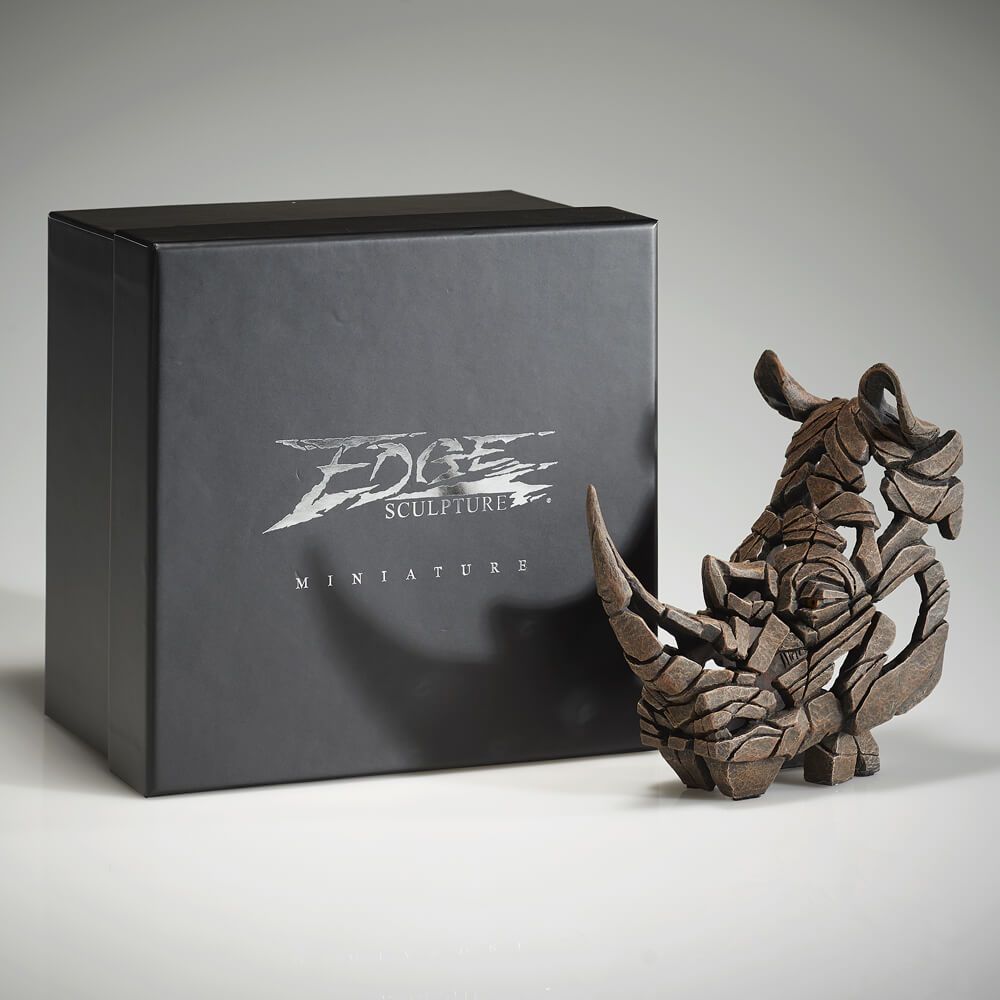 EDGE SCULPTURE MINIATURE RHINOCEROS BUST FIGURINE