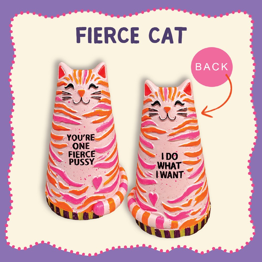 Resin Decor Cat In Gift Box Fierce Do What I Want Design