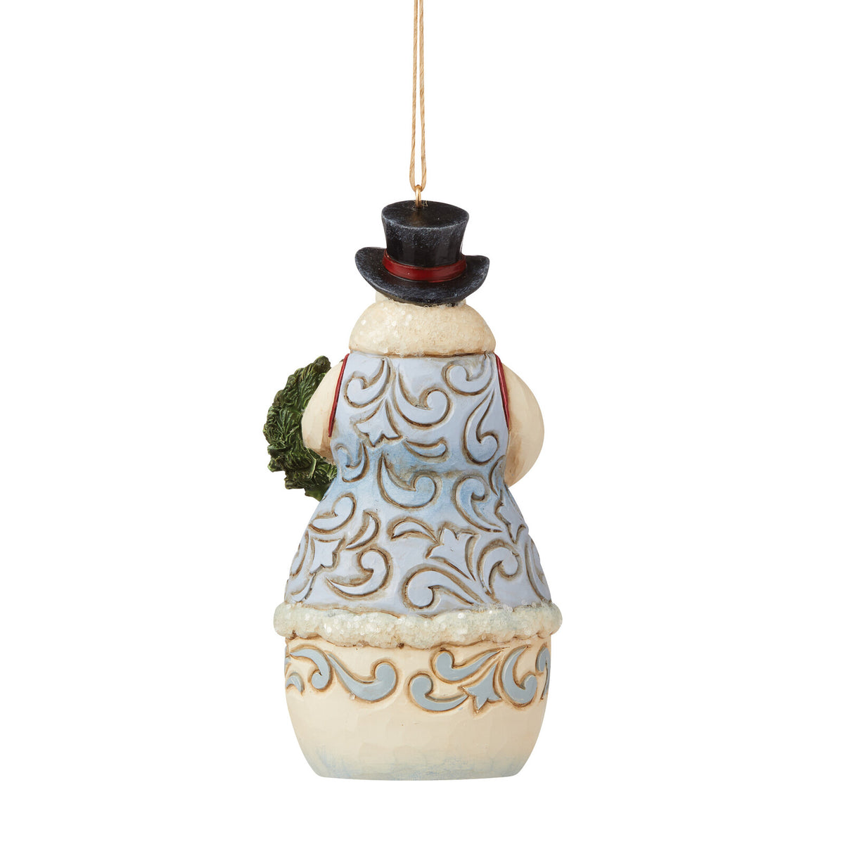 HEARTWOOD CREEK HANGING ORNAMENT VICTORIAN SNOWMAN WITH WREATH 11CM