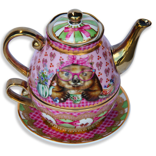 Lisa Pollock Ceramic Tea For One Set In Gift Box Wonda Wombat
