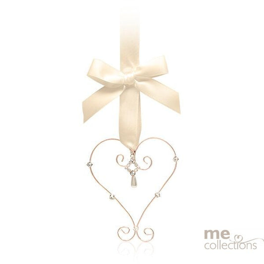 Wedding Charm Heart With Diamontes Rose Gold
