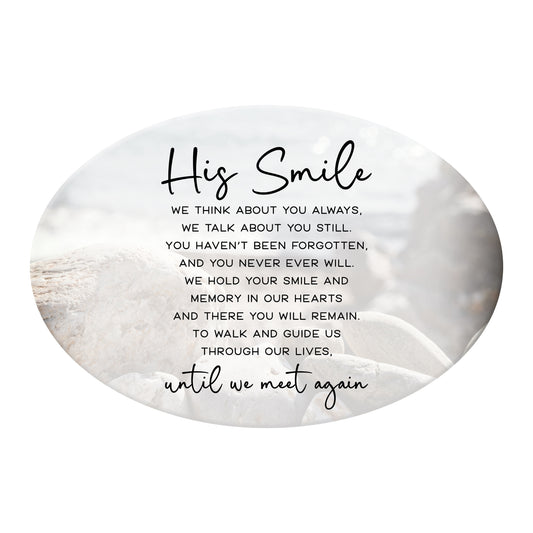 OVAL CERAMIC VERSE PLAQUE MEMORIAL HIS SMILE