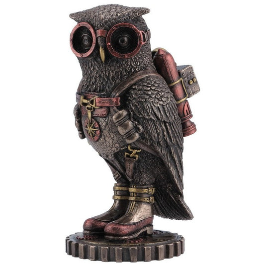 VERONESE DESIGNS BRONZE STEAMPUNK OWL 16CM