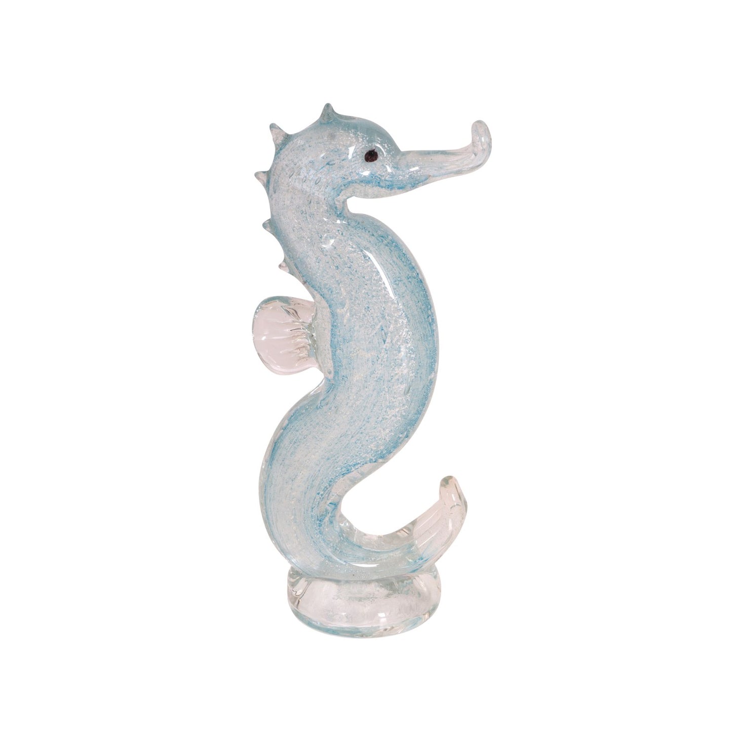 ZIBO ART GLASS MINIATURE SEA HORSE BLUE