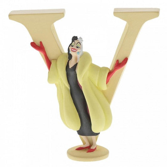 DISNEY SHOWCASE ENCHANTING COLLECTION ALPHABET LETTER FIGURINE "V" CRUELLA DE VIL