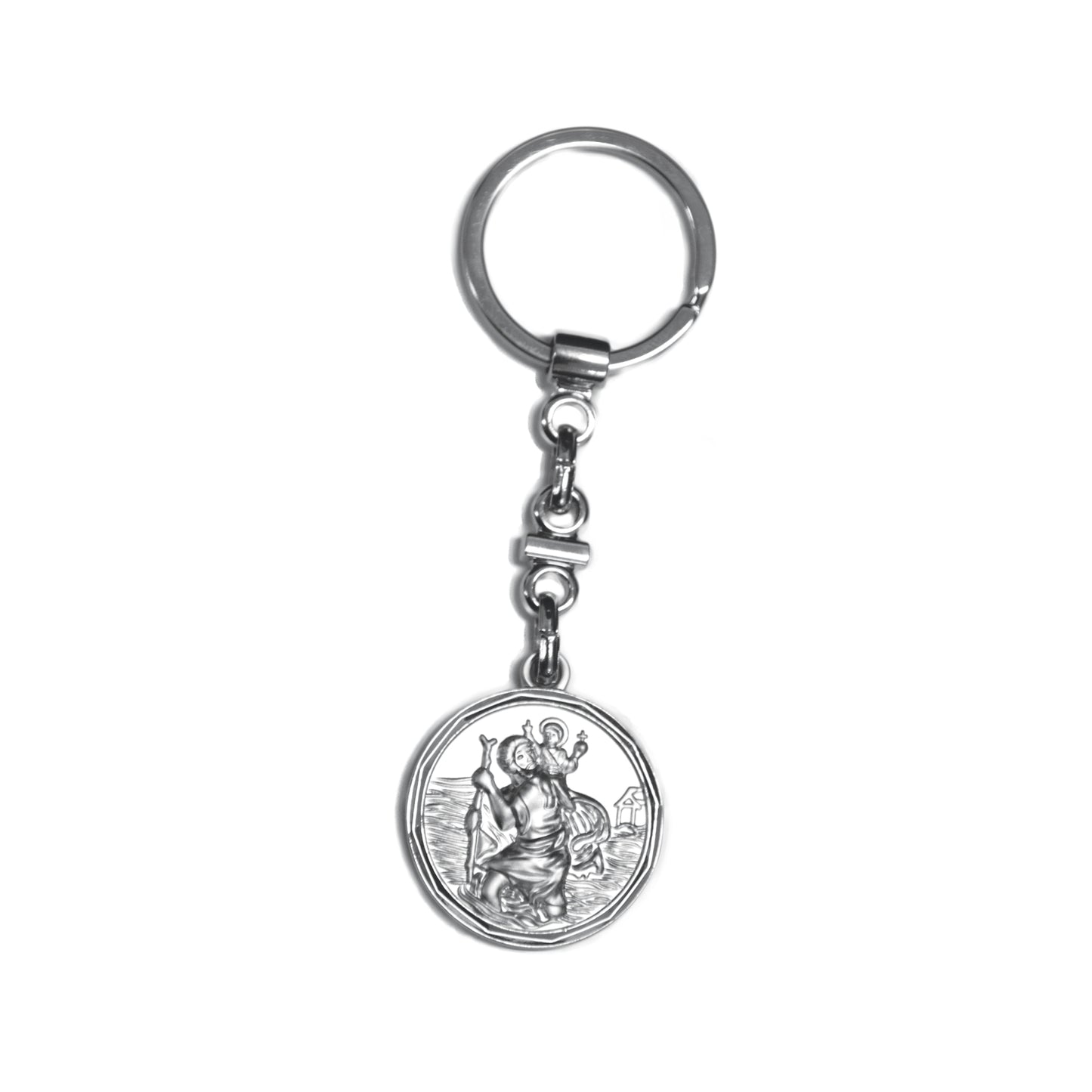 Saint Christopher Metal Silver Keyring
