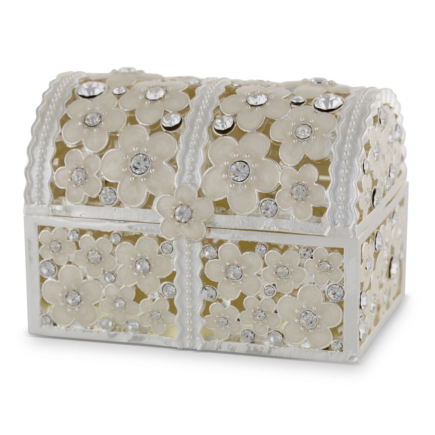 Jewellery Box Trinket Alice White Daisy Trunk Shape