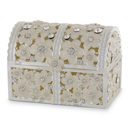 Jewellery Box Trinket Alice White Daisy Trunk Shape