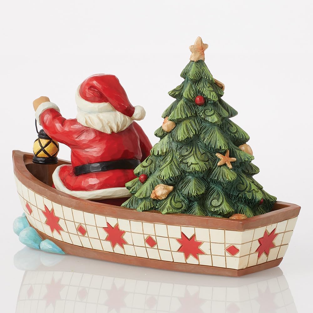 Heartwood Creek By Jim Shore Santa In Boat With Tree Figurine