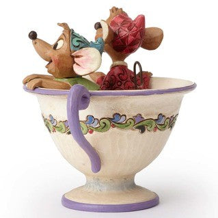 DISNEY TRADITIONS BY JIM SHORE JAQ & GUS IN TEACUP 11CM