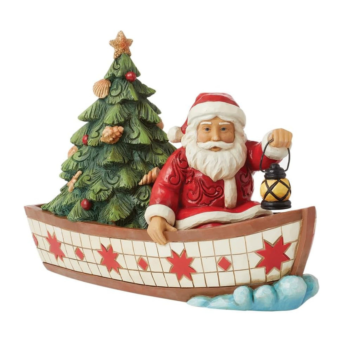 Heartwood Creek By Jim Shore Santa In Boat With Tree Figurine