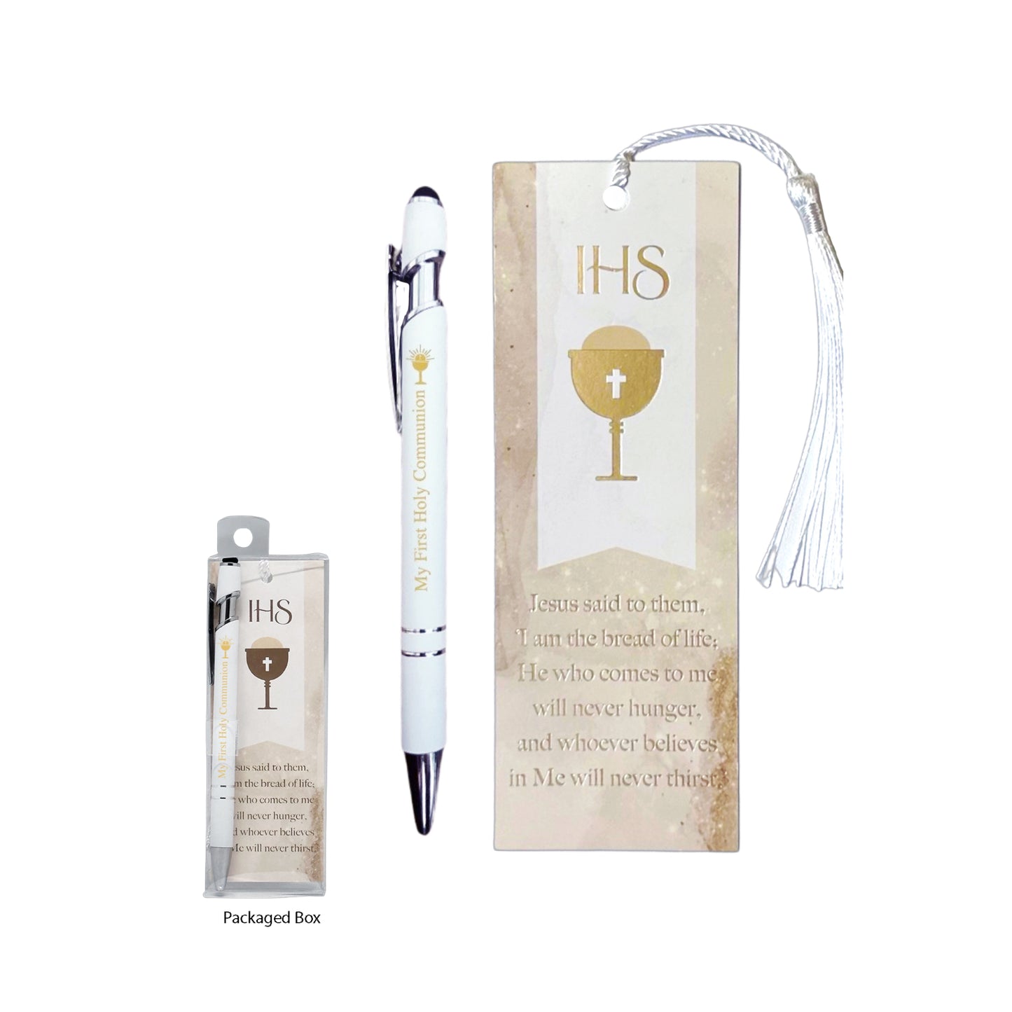 PEN AND BOOKMARK WITH TASSEL SET FIRST COMMUNION
