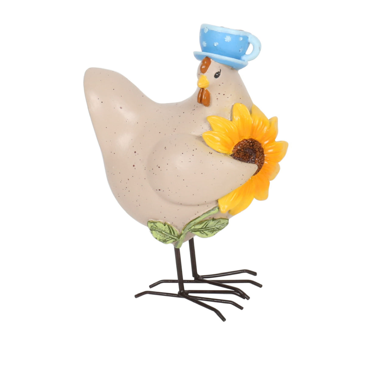 RESIN CHICKEN FIGURINE BONNY "YOU'RE MY CUP OF SUNSHINE"