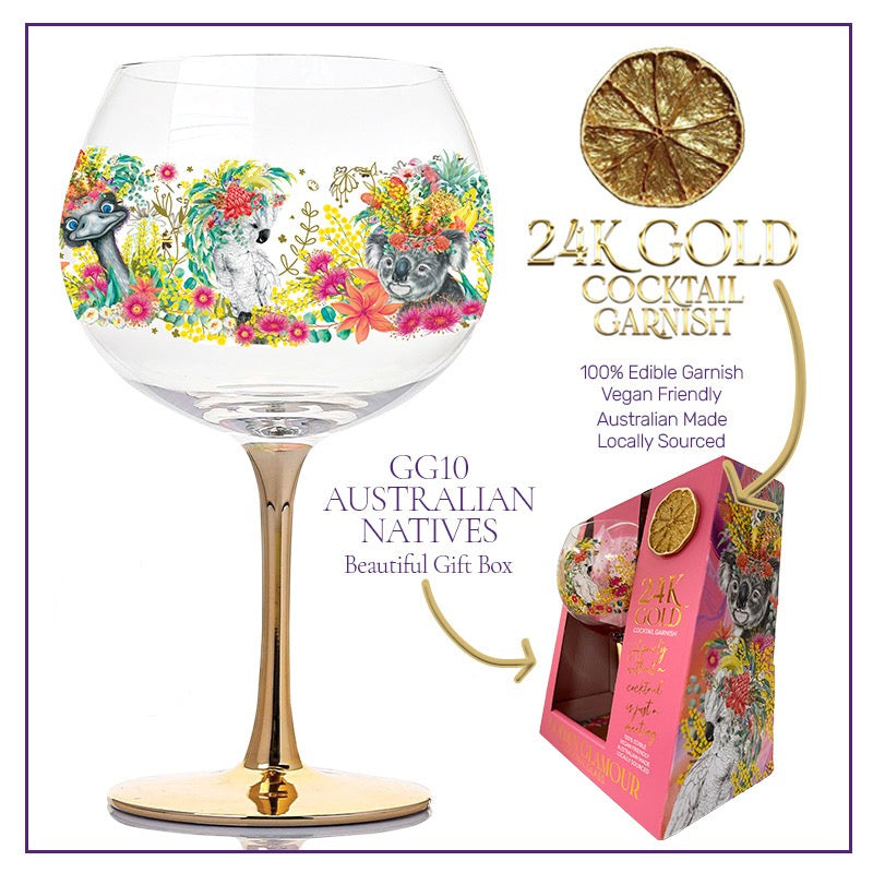 Lisa Pollock Golden Glamour Glass With 24K Gold Edible Lime Garnish Australian Natives