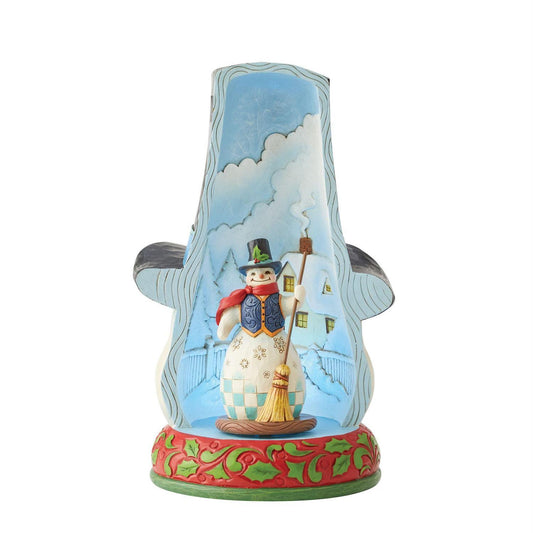 HEARTWOOD CREEK SNOWMAN IN HAT ROTATING LED 28CM