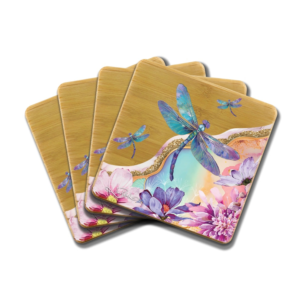 Lisa Pollock Coaster Set Dragonflies