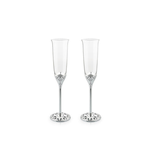 WHITEHILL TOASTING FLUTES WITH CRYSTALS SET