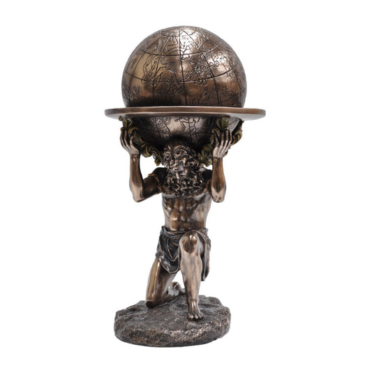 VERONESE DESIGNS BRONZE ATLAS KNEELING SMALL FIGURINE
