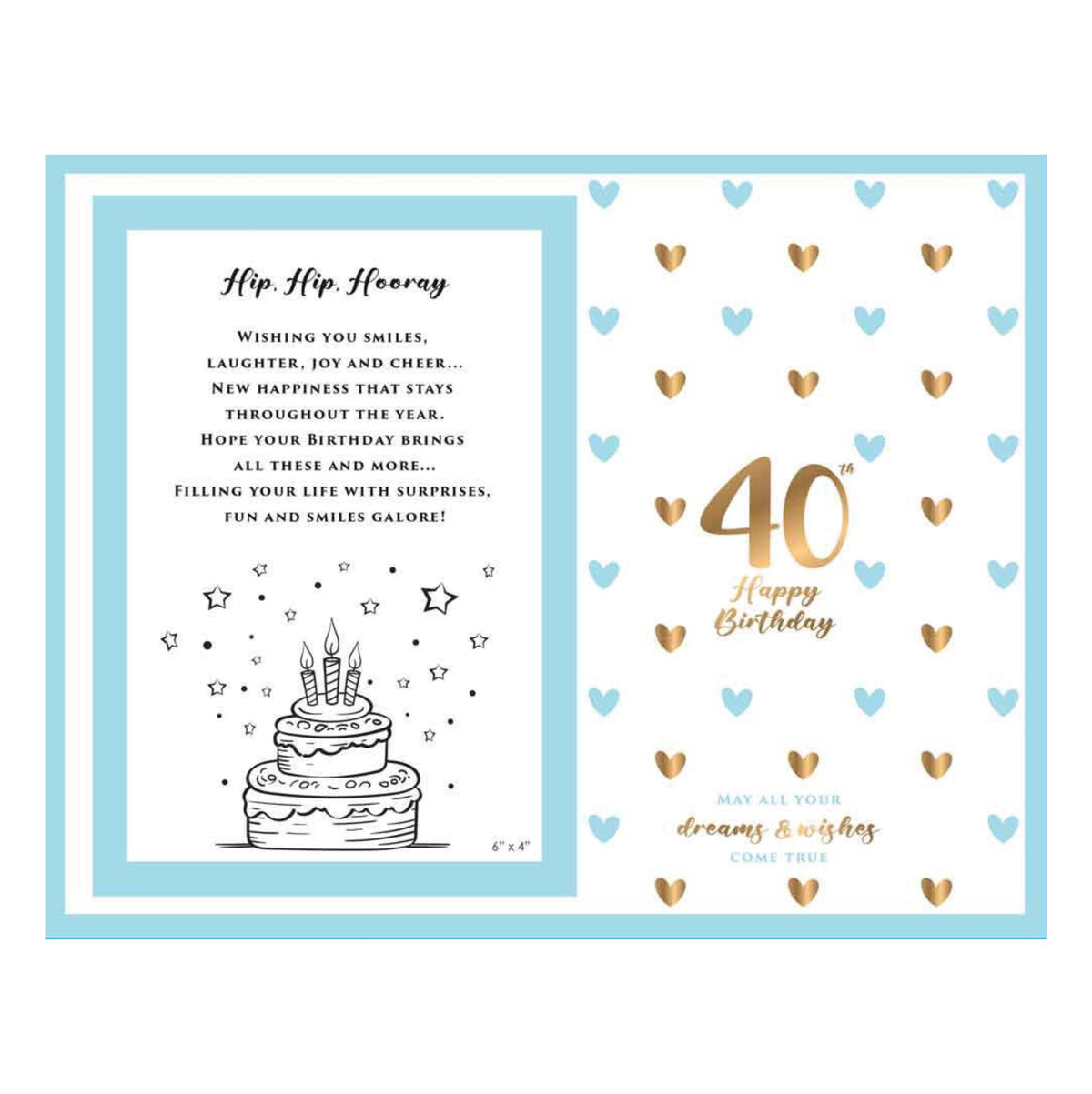 Birthday Photo Frame Glass Sweet Hearts 40th