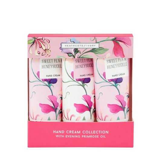 Heathcote & Ivory Sweet Pea & Honeysuckle Hand Cream Trio