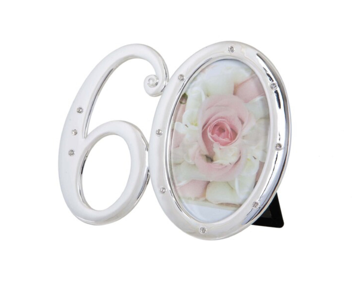 PHOTO FRAME NUMBER 60 WITH DIAMANTES FOR BIRTHDAY OR ANNIVERSARY