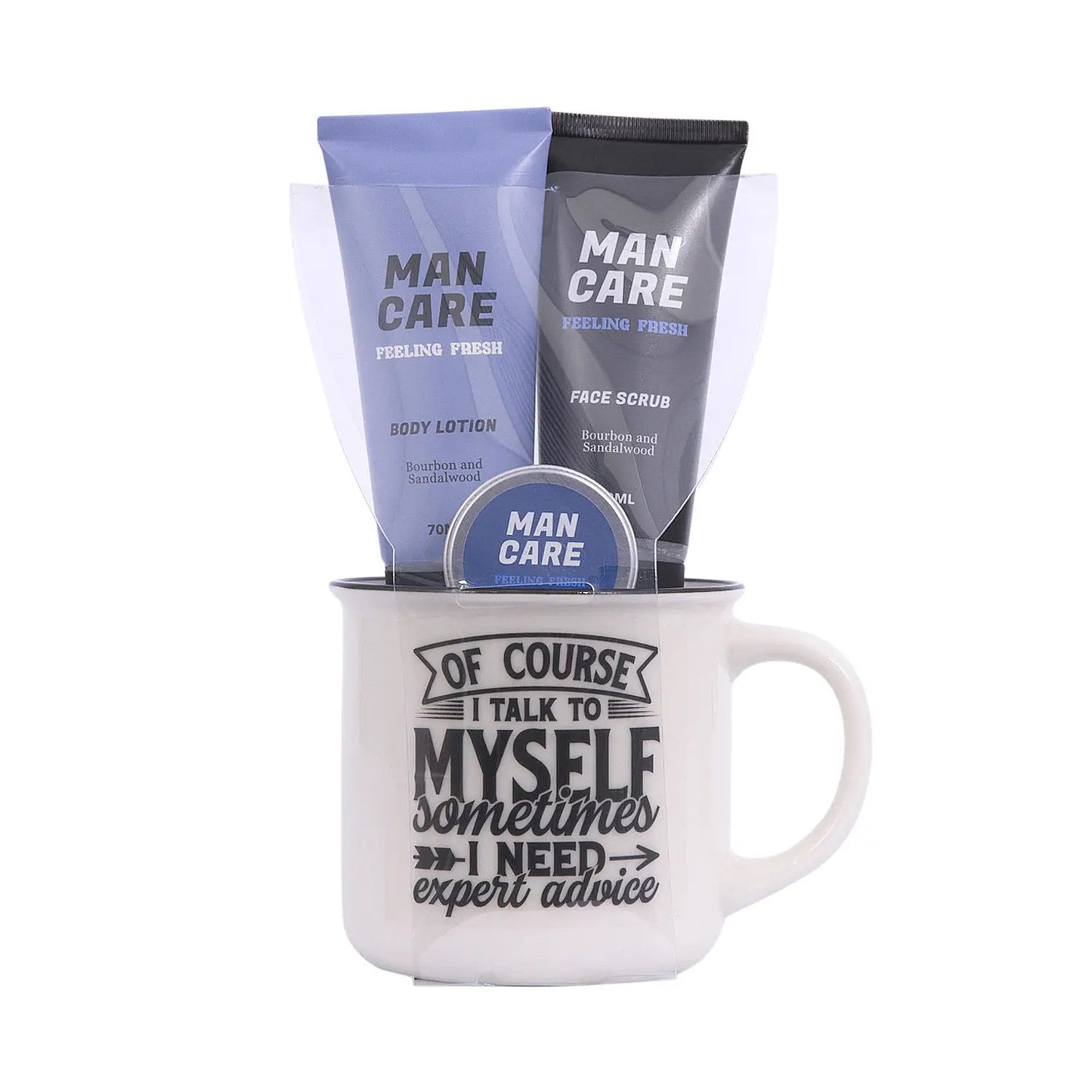 Mug Gift Set With Body Lotion, Body Wash And Beard Cream "Expert Advice"