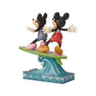 DISNEY TRADITIONS BY JIM SHORE MICKEY MOUSE & MINNIE MOUSE SURFS UP