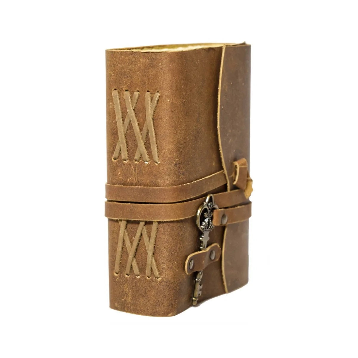 Leather Journal Parchment Style Paper Dark Brown With Key