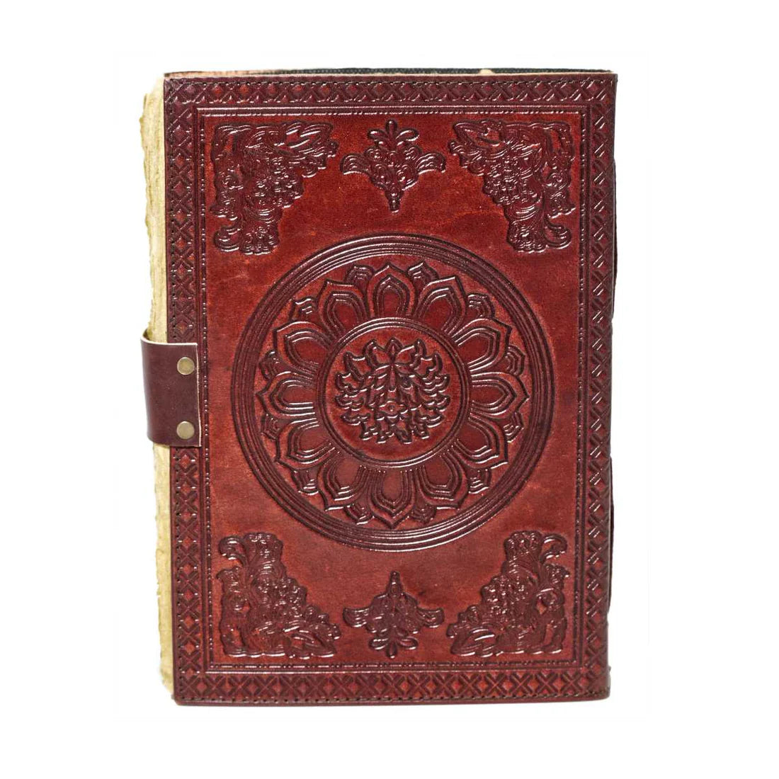 Leather Journal Parchment Style Paper Red Chakra