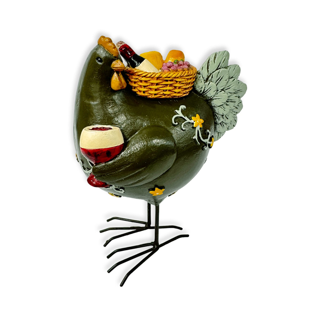 RESIN CHICKEN FIGURINE RHONDA "RED RED WINE"