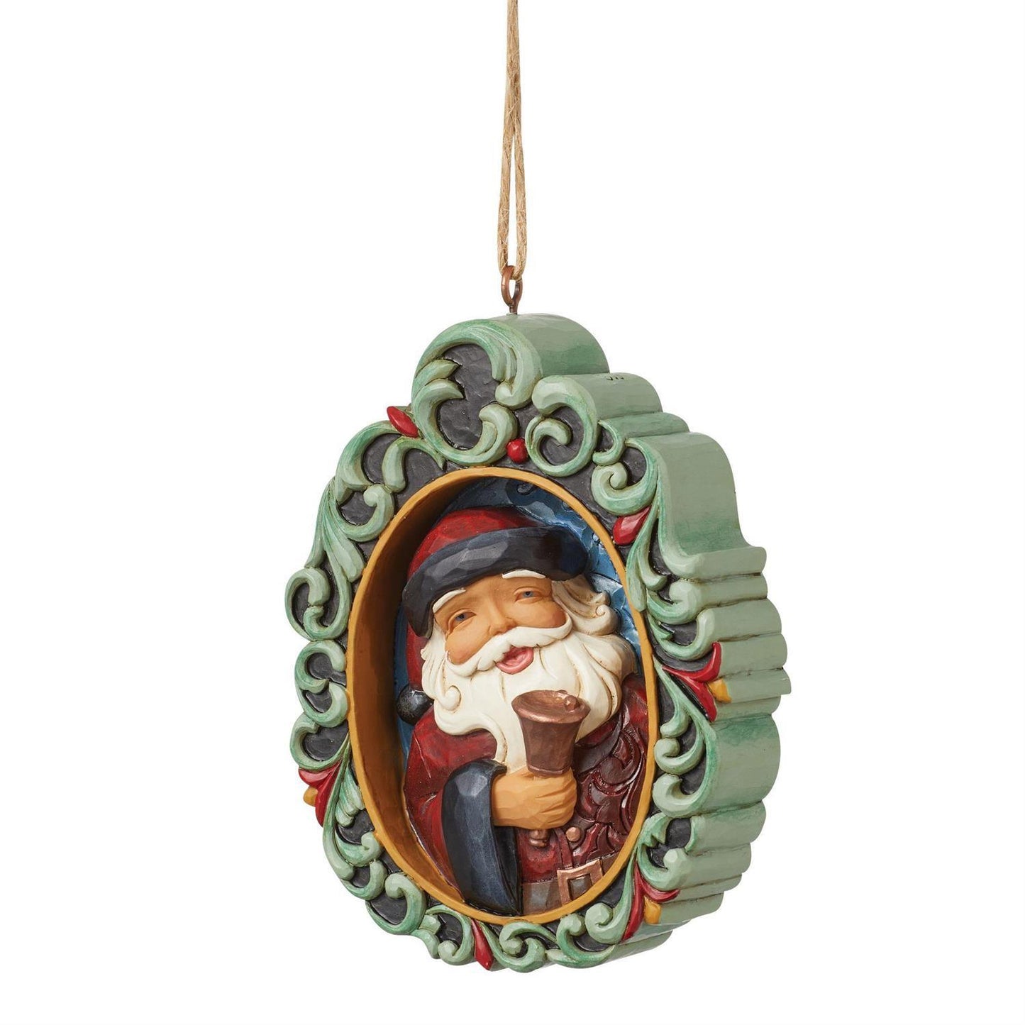 HEARTWOOD CREEK HANGING ORNAMENT PLAQUE SANTA WITH BELL