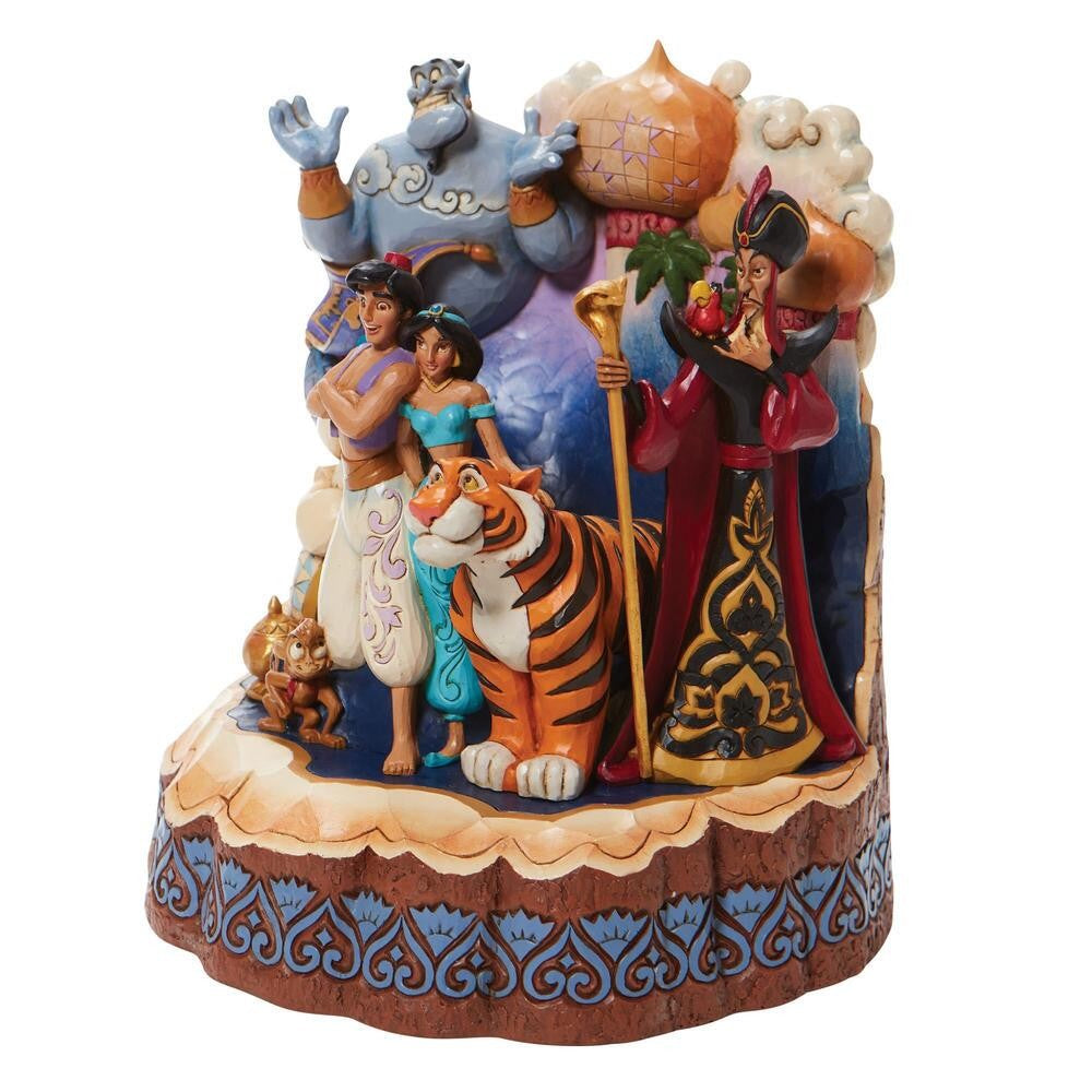 DISNEY TRADITIONS BY JIM SHORE CARVED BY HEART ALADDIN ALL MAIN CHARACTERS 19.5CM