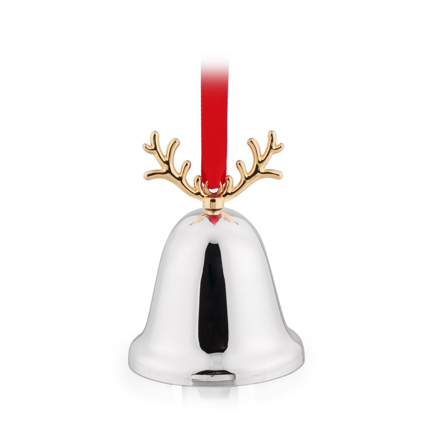 WHITEHILL CHRISTMAS SILVER PLATED BELL WITH ANTLERS HANGING ORNAMENTS