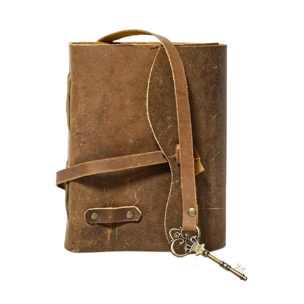 Leather Journal Parchment Style Paper Dark Brown With Key