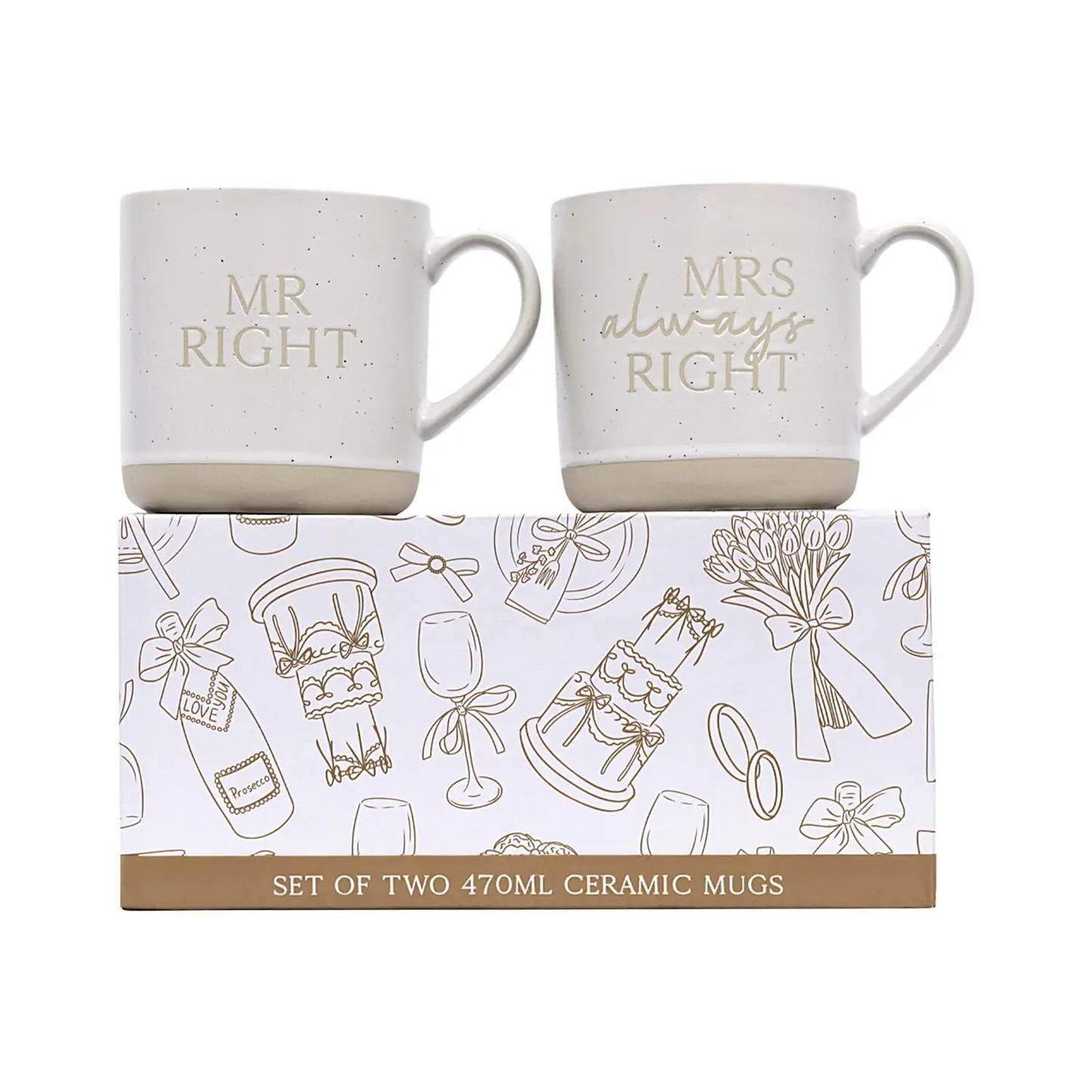 Wedding Mug Set Of 2 Mr & Mrs Right